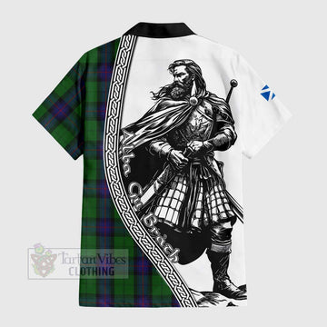 Armstrong Tartan Clan Crest Hawaiian Shirt with Highlander Warrior Celtic Style