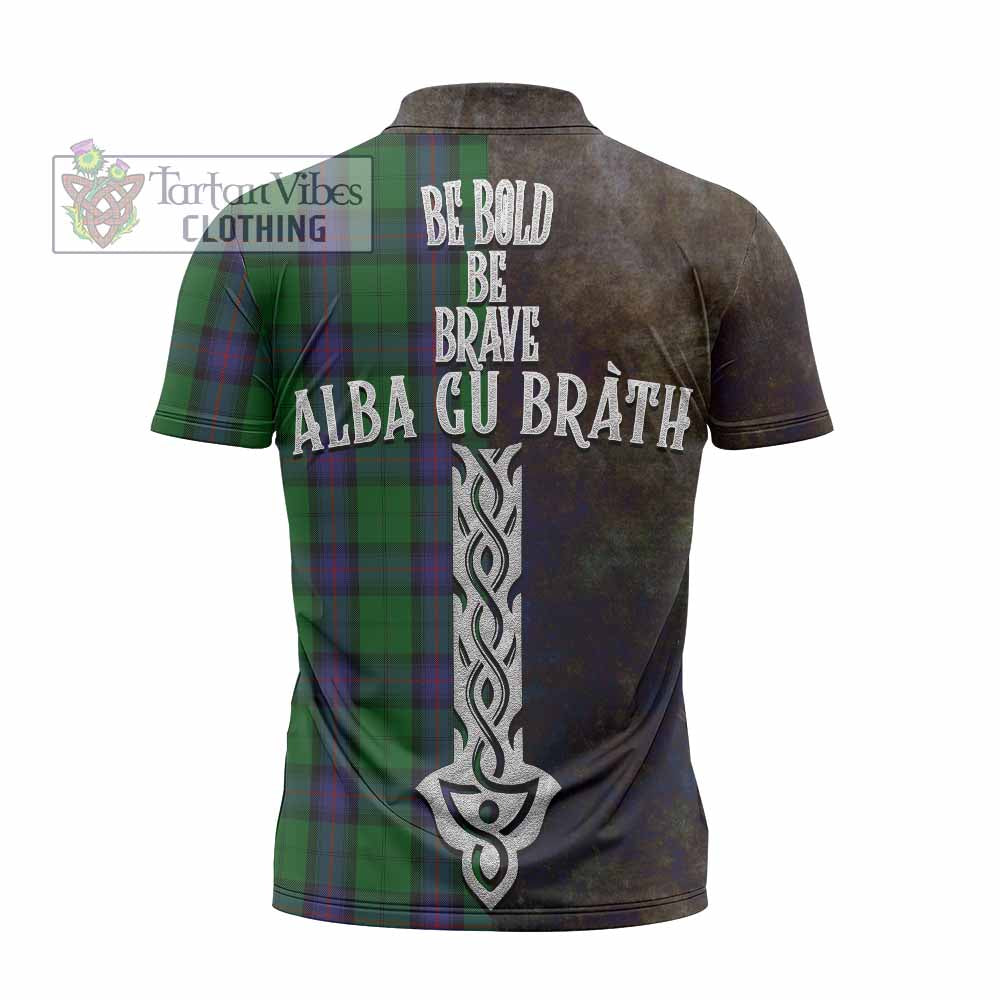 Tartan Vibes Clothing Armstrong Tartan Family Crest Zipper Polo Shirt Alba Gu Brath Be Brave Lion Ancient Style
