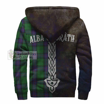 Armstrong Tartan Family Crest Sherpa Hoodie Alba Gu Brath Be Brave Lion Ancient Style