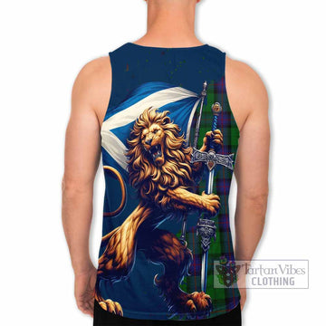 Tartan Vibes Clothing Armstrong Tartan Family Crest Men's Tank Top with Scottish Majestic Lion