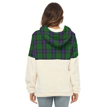 Armstrong Tartan Women's Borg Fleece Hoodie With Half Zip with Family Crest - Tartan Vibes Clothing