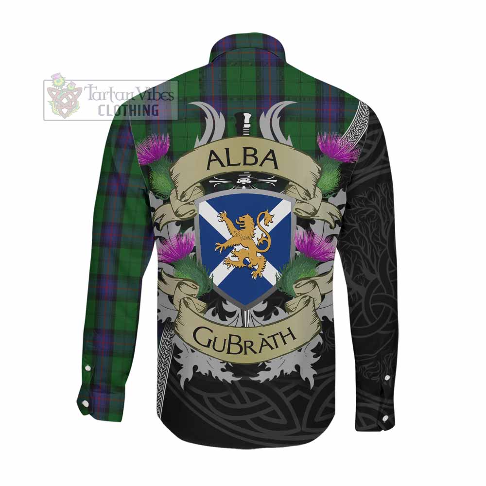 Tartan Vibes Clothing Armstrong Tartan Family Crest Long Sleeve Button Shirt Lion Rampant Royal Thistle Shield Celtic Inspired
