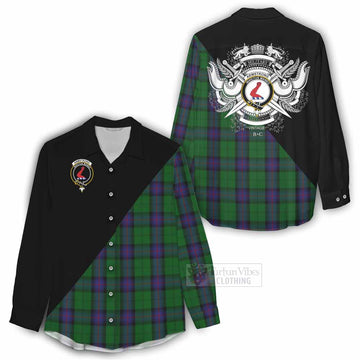 Armstrong Tartan Women's Casual Shirt with Family Crest and Military Logo Style
