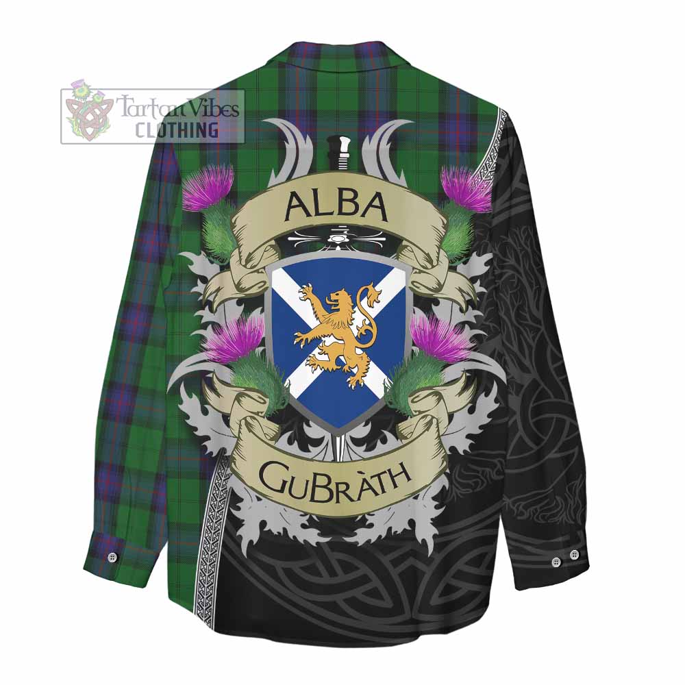 Tartan Vibes Clothing Armstrong Tartan Family Crest Women's Casual Shirt Lion Rampant Royal Thistle Shield Celtic Inspired