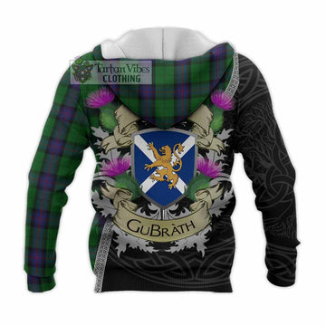 Tartan Vibes Clothing Armstrong Tartan Family Crest Knitted Hoodie Lion Rampant Royal Thistle Shield Celtic Inspired