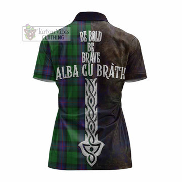Armstrong Tartan Family Crest Women's Polo Shirt Alba Gu Brath Be Brave Lion Ancient Style