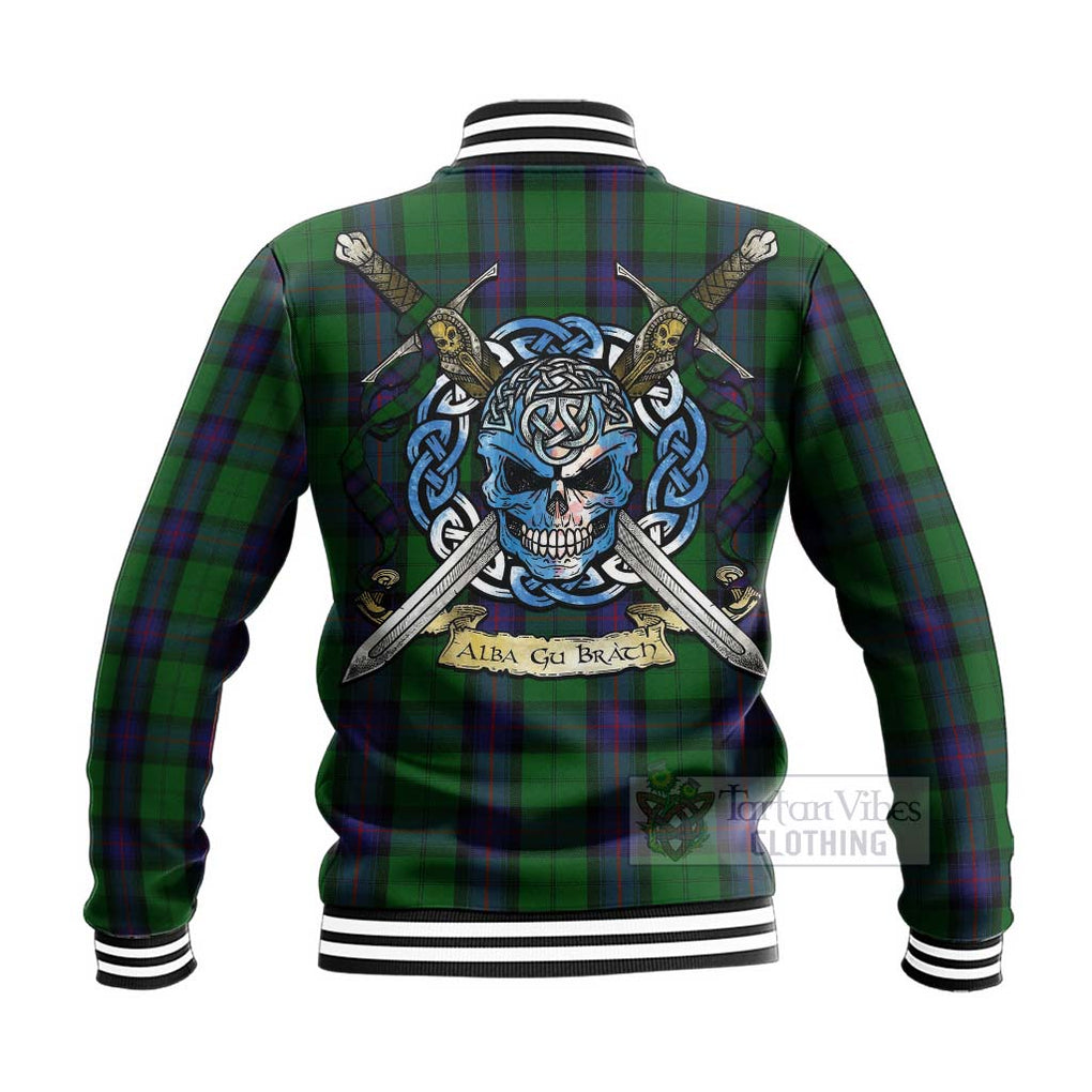 Armstrong Tartan Baseball Jacket with Family Crest Celtic Skull Style - Tartan Vibes Clothing