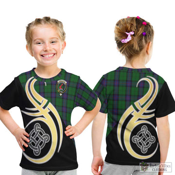 Armstrong Tartan Kid T-Shirt with Family Crest and Celtic Symbol Style - Tartan Vibes Clothing