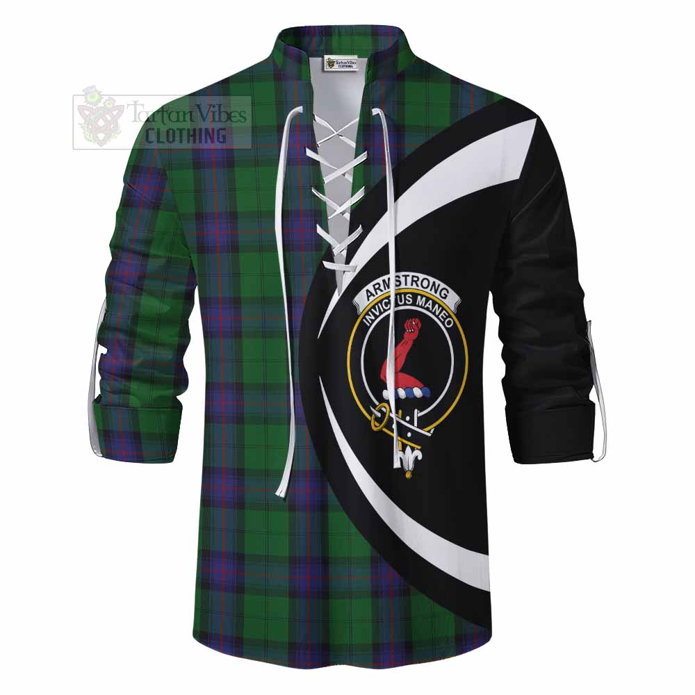 Tartan Vibes Clothing Armstrong Tartan Ghillie Kilt Shirt with Family Crest Circle Style