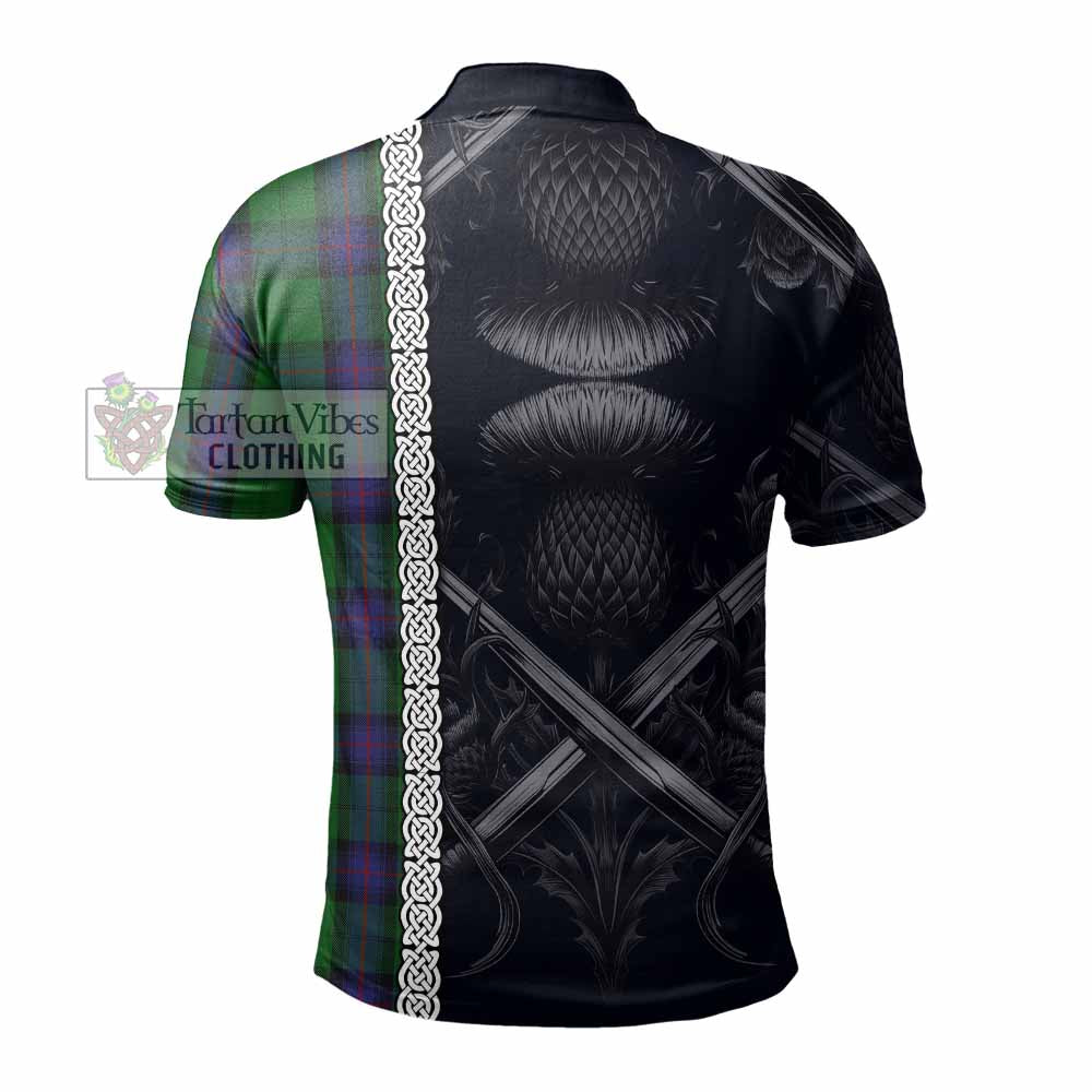 Tartan Vibes Clothing Armstrong Tartan Polo Shirt with Family Crest Cross Sword Thistle Celtic Vibes
