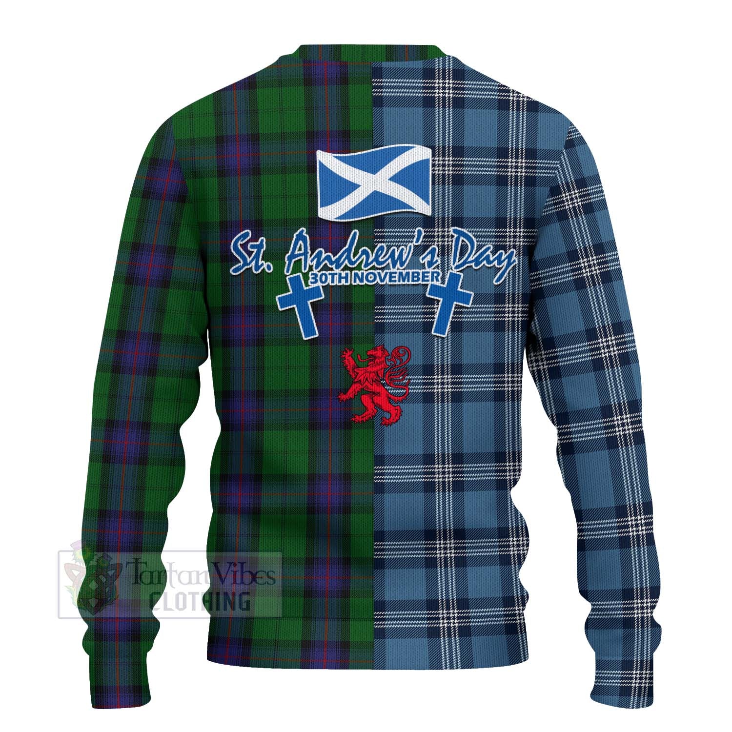 Tartan Vibes Clothing Armstrong Tartan Knitted Sweater Happy St. Andrew's Day Half Tartan Style