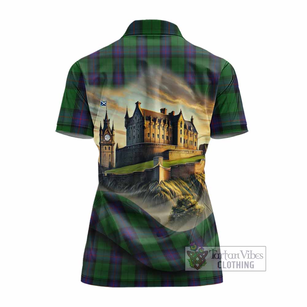 Tartan Vibes Clothing Armstrong Tartan Family Crest Women's Polo Shirt with Scottish Ancient Castle Stype