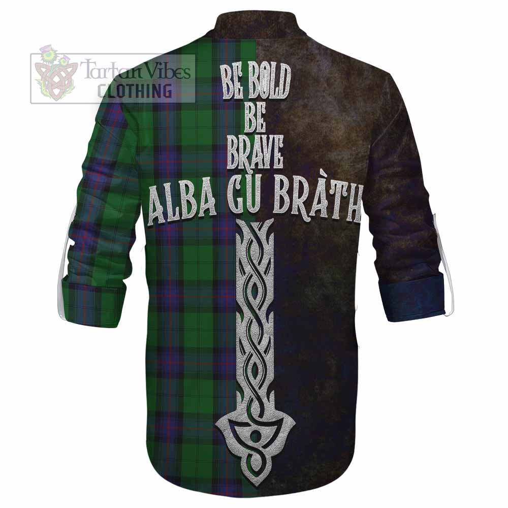 Tartan Vibes Clothing Armstrong Tartan Family Crest Ghillie Kilt Shirt Alba Gu Brath Be Brave Lion Ancient Style