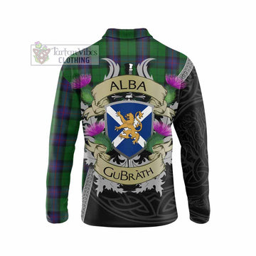 Tartan Vibes Clothing Armstrong Tartan Family Crest Long Sleeve Polo Shirt Lion Rampant Royal Thistle Shield Celtic Inspired