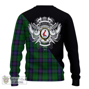 Armstrong Tartan Knitted Sweater with Family Crest and Military Logo Style - Tartanvibesclothing Shop