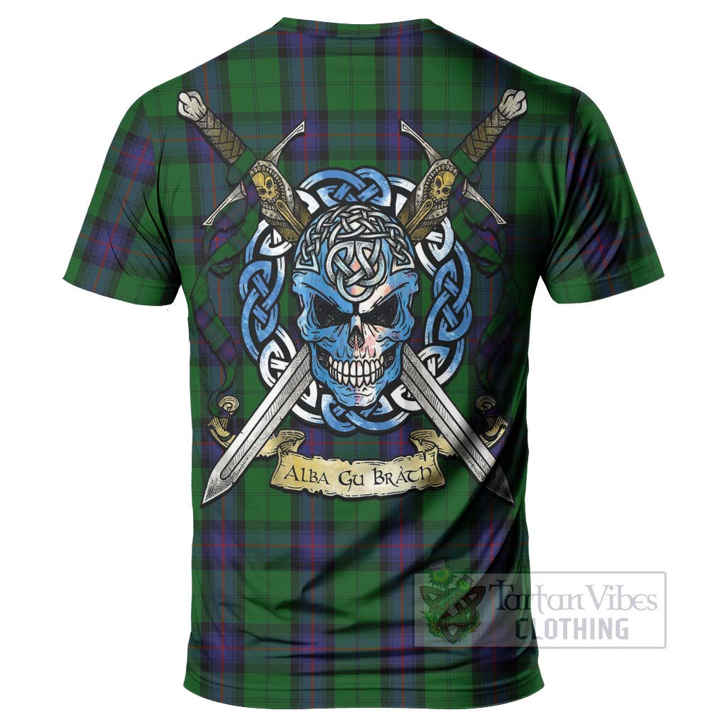 Tartan Vibes Clothing Armstrong Tartan T-Shirt with Family Crest Celtic Skull Style