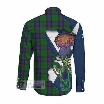 Armstrong Tartan Family Crest Long Sleeve Button Shirt Scottish Thistle Celtic Inspired