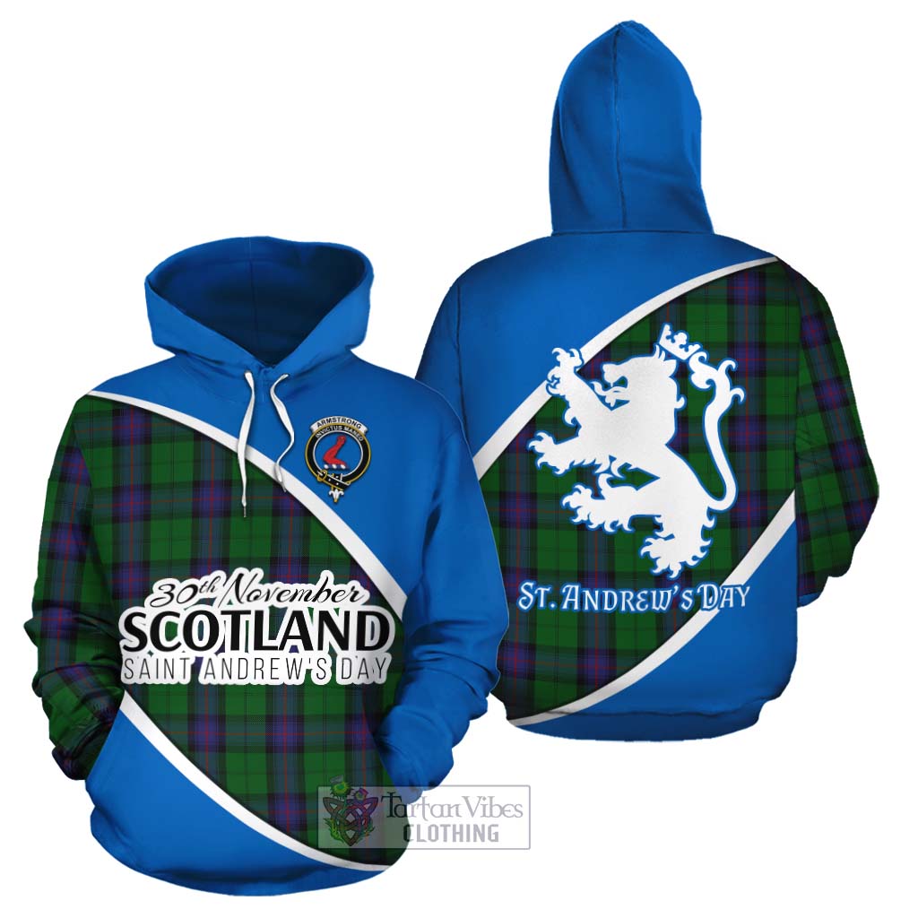 Tartan Vibes Clothing Armstrong Family Crest Tartan Cotton Hoodie Celebrate Saint Andrew's Day in Style