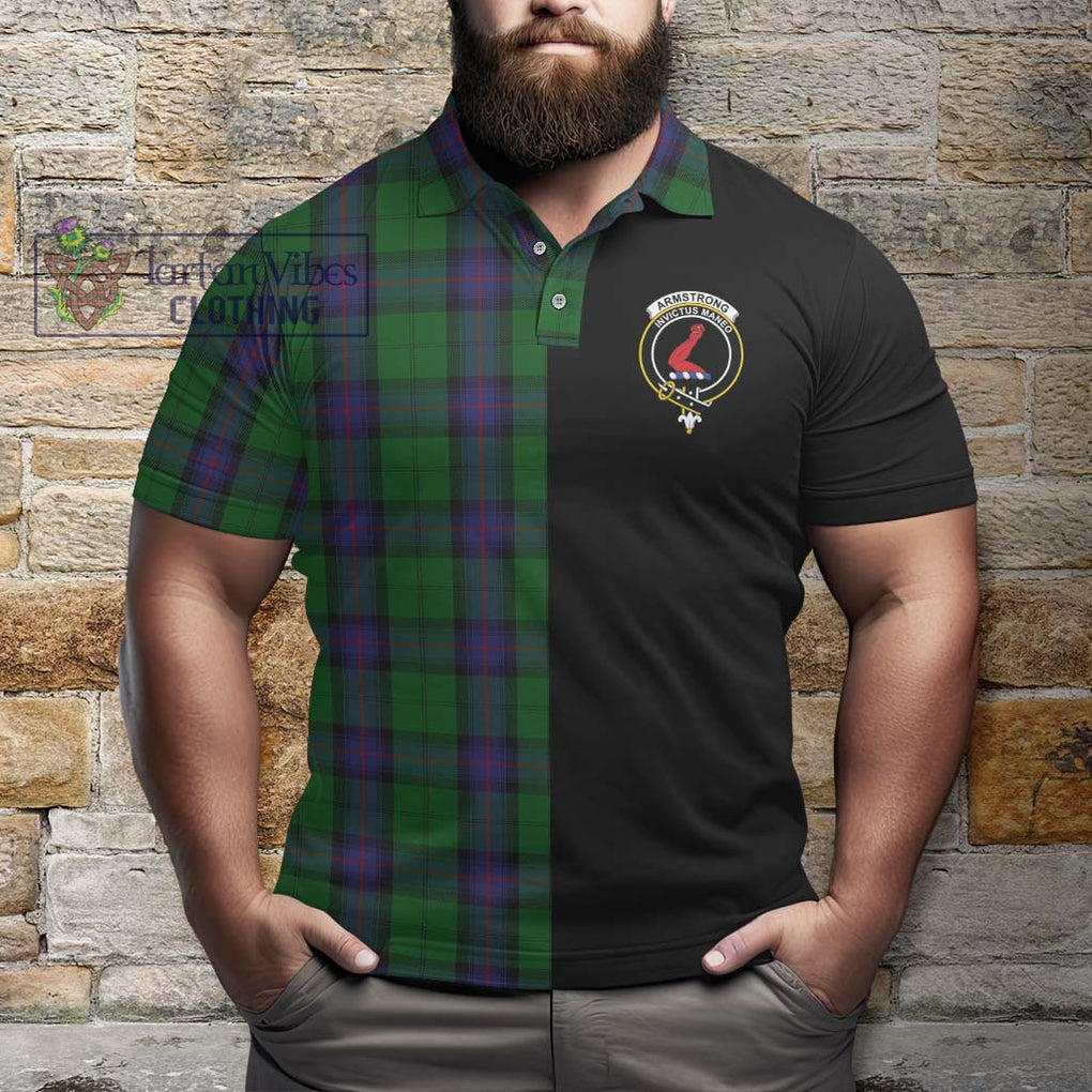 Armstrong Tartan Polo Shirt with Family Crest and Half Of Me Style - Tartanvibesclothing Shop
