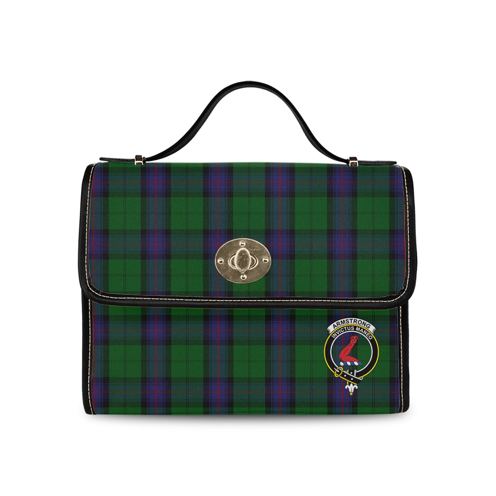 Armstrong Tartan Leather Strap Waterproof Canvas Bag with Family Crest - Tartanvibesclothing