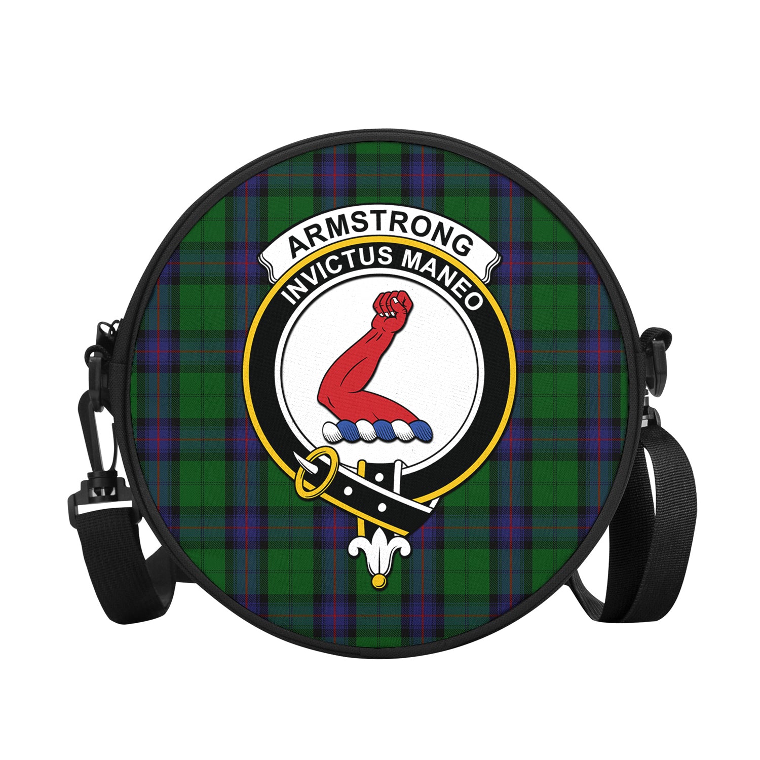 Armstrong Tartan Round Satchel Bags with Family Crest - Tartanvibesclothing