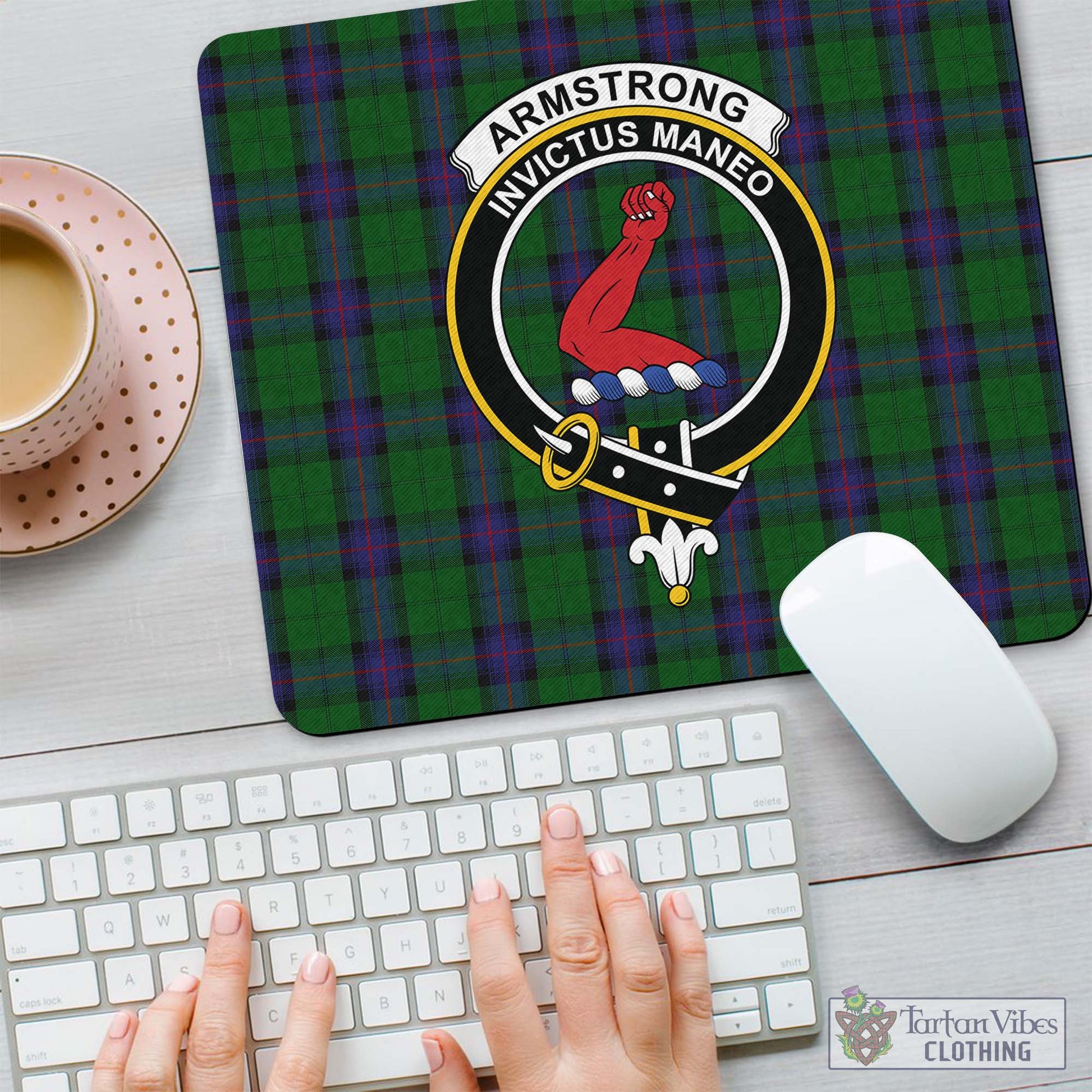 Tartan Vibes Clothing Armstrong Tartan Mouse Pad with Family Crest