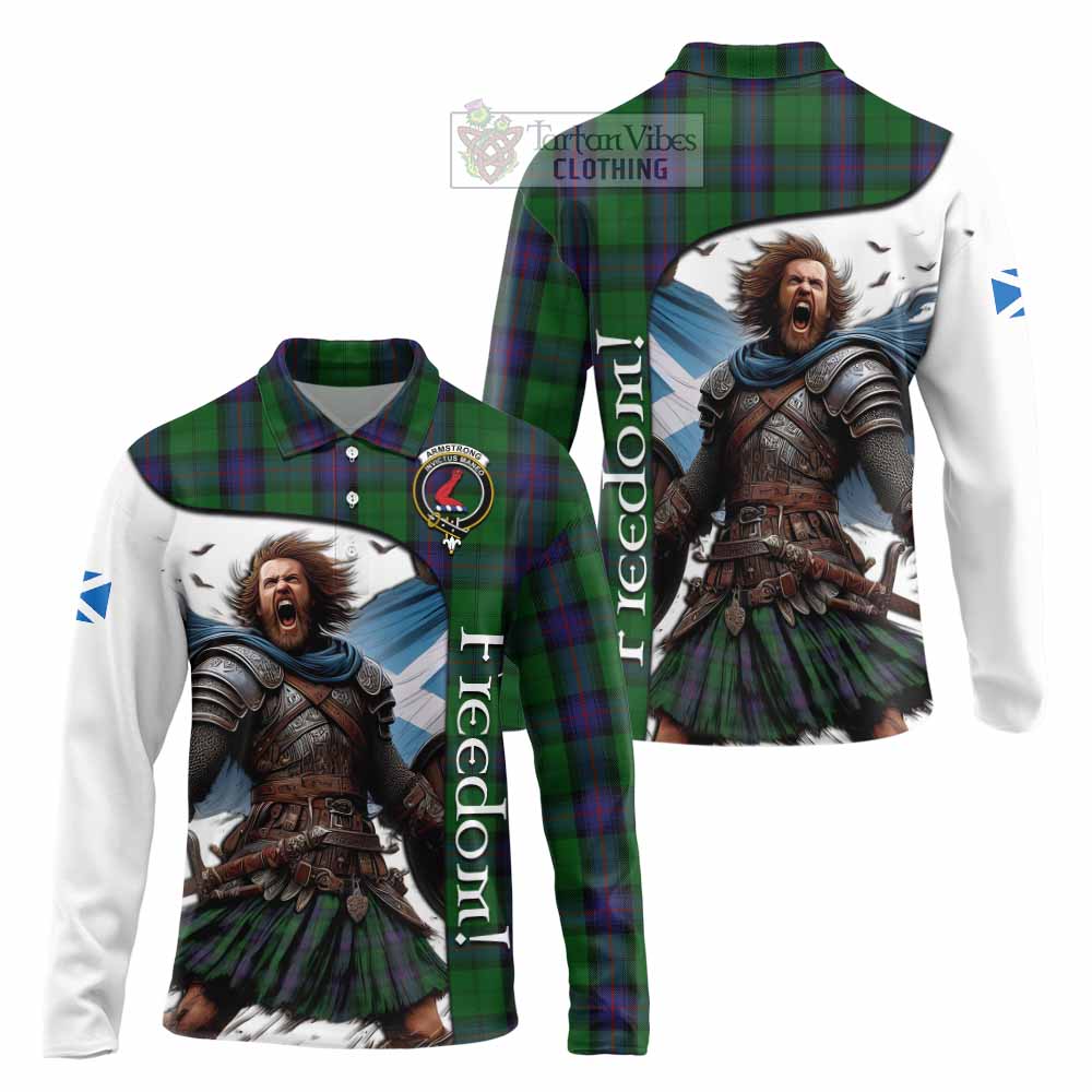Tartan Vibes Clothing Armstrong Crest Tartan Long Sleeve Polo Shirt Inspired by the Freedom of Scottish Warrior