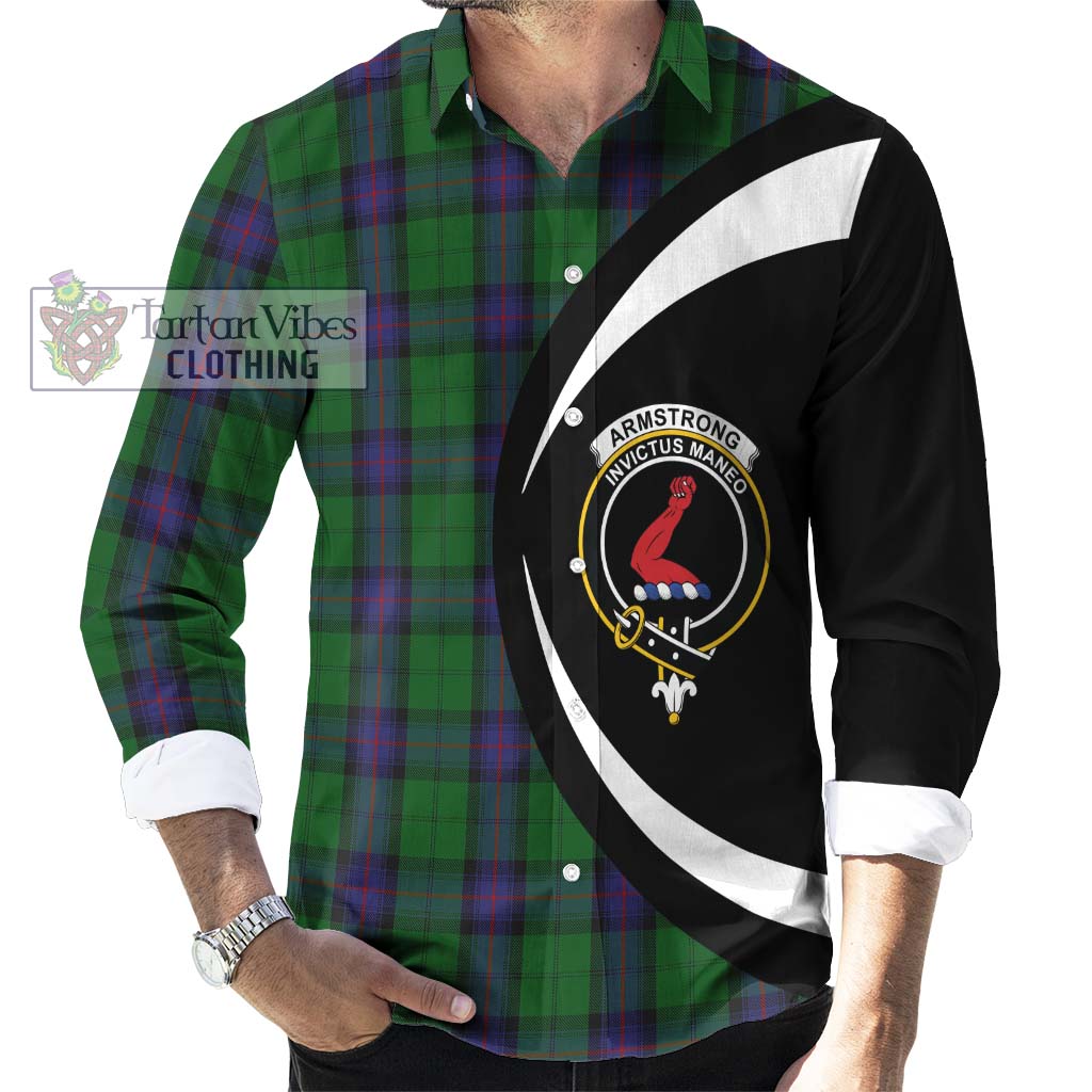 Armstrong Tartan Long Sleeve Button Up with Family Crest Circle Style - Tartan Vibes Clothing