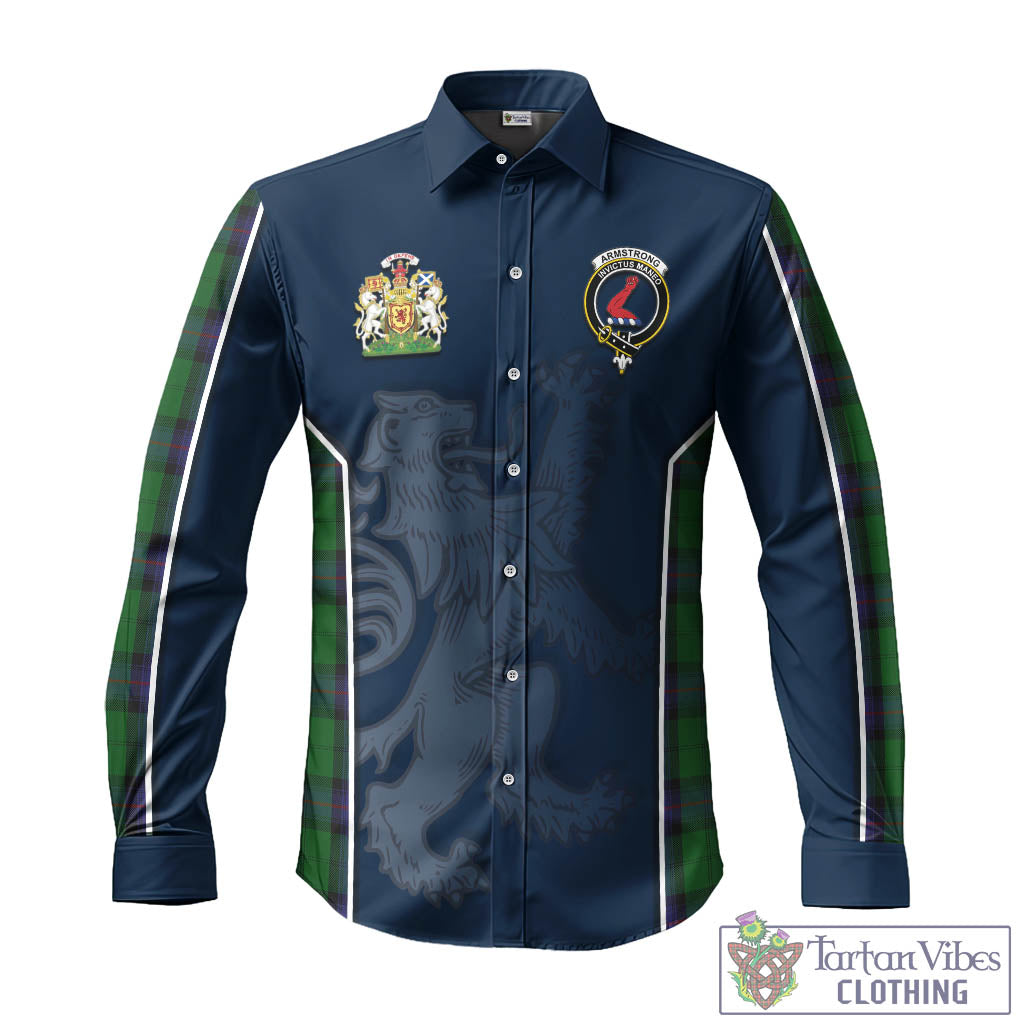 Tartan Vibes Clothing Armstrong Tartan Long Sleeve Button Up Shirt with Family Crest and Lion Rampant Vibes Sport Style