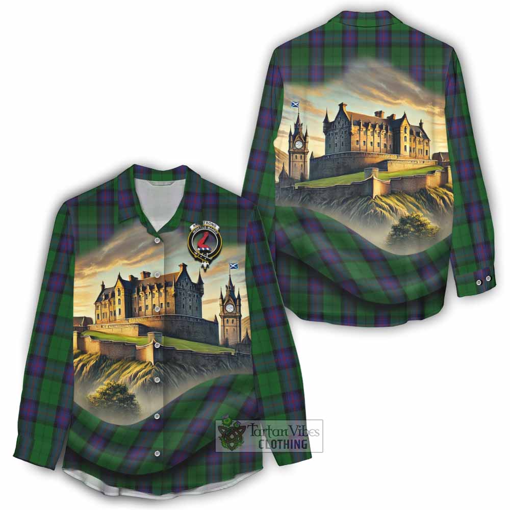 Tartan Vibes Clothing Armstrong Tartan Family Crest Women's Casual Shirt with Scottish Ancient Castle Style