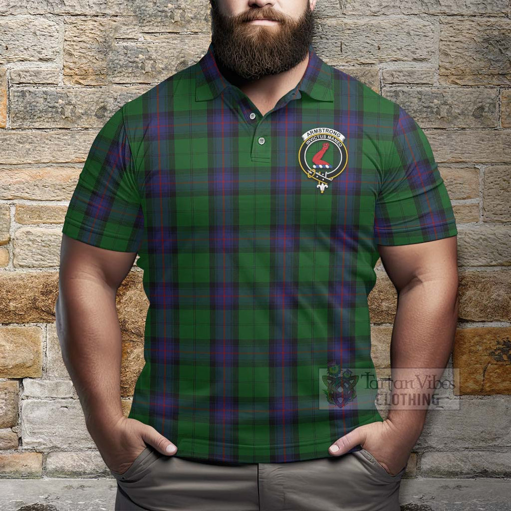 Tartan Vibes Clothing Armstrong Tartan Polo Shirt with Family Crest Celtic Skull Style
