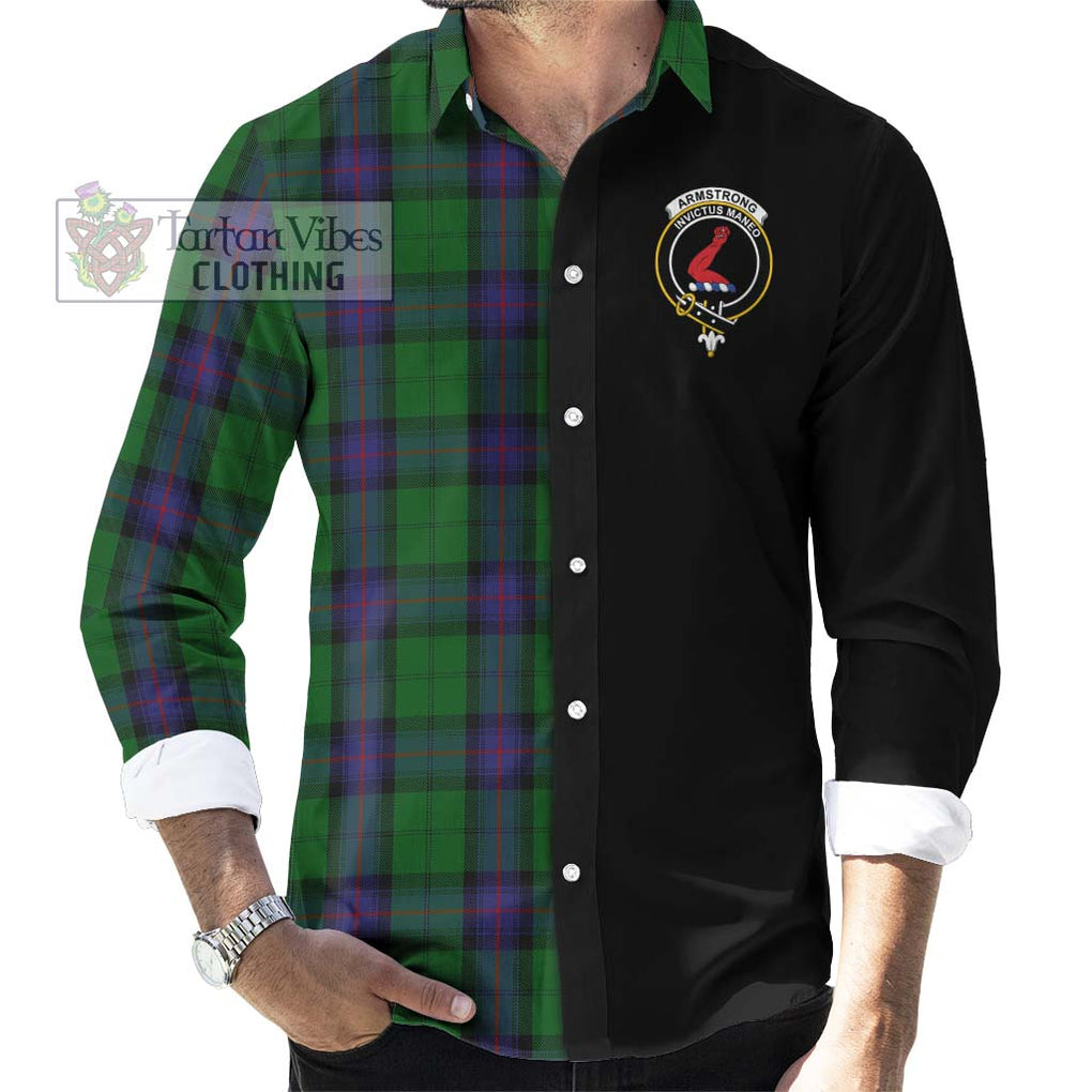 Armstrong Tartan Long Sleeve Button Shirt with Family Crest and Half Of Me Style - Tartanvibesclothing Shop