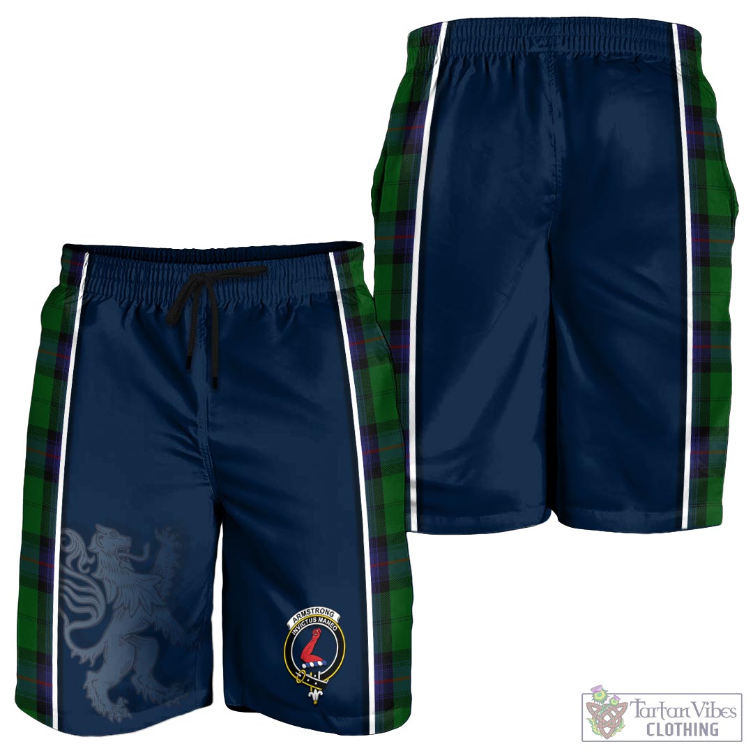 Tartan Vibes Clothing Armstrong Tartan Men's Shorts with Family Crest and Lion Rampant Vibes Sport Style
