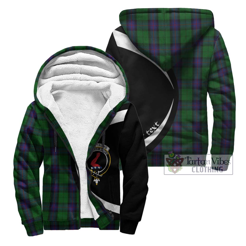 Armstrong Tartan Sherpa Hoodie with Family Crest Circle Style Unisex - Tartan Vibes Clothing