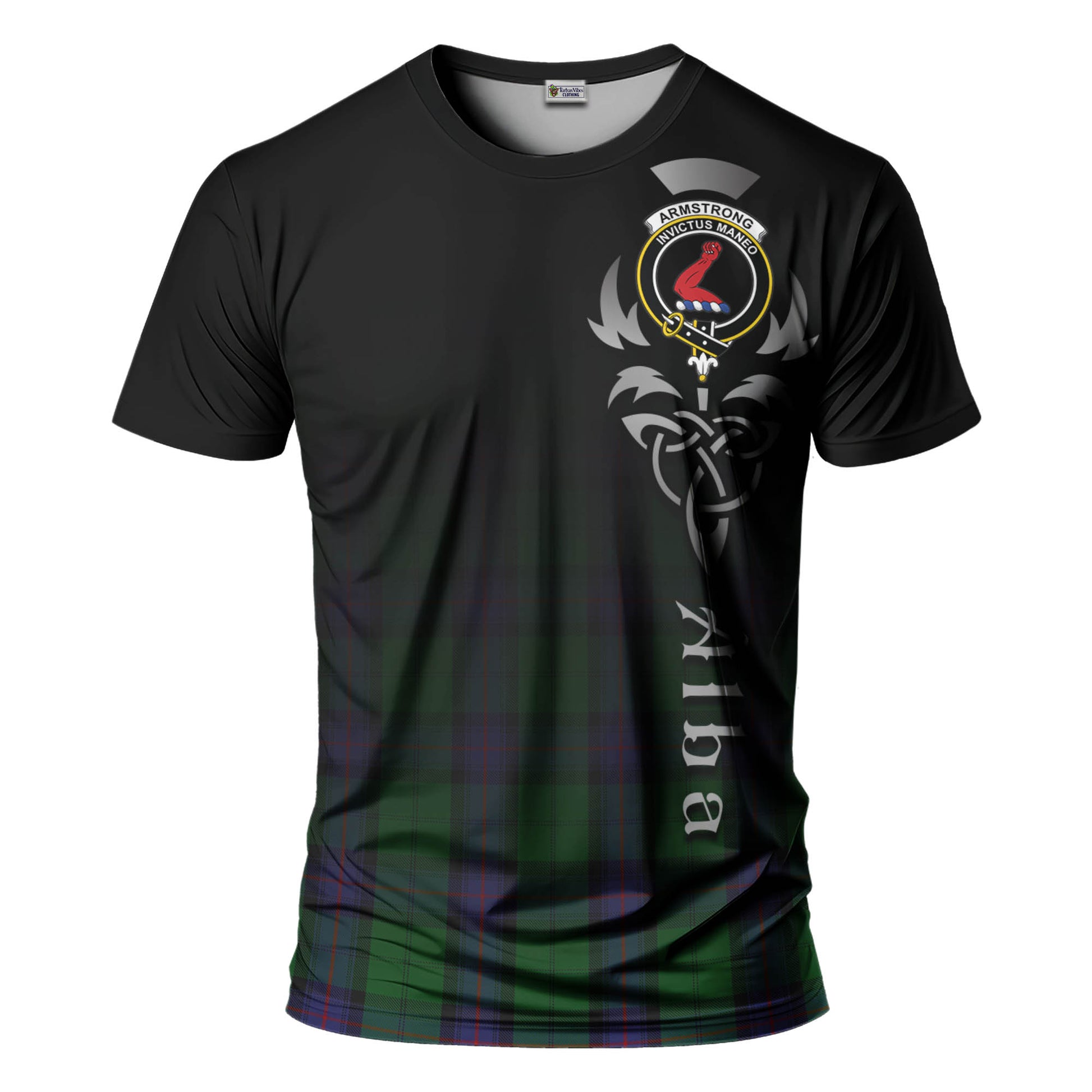 Tartan Vibes Clothing Armstrong Tartan T-Shirt Featuring Alba Gu Brath Family Crest Celtic Inspired
