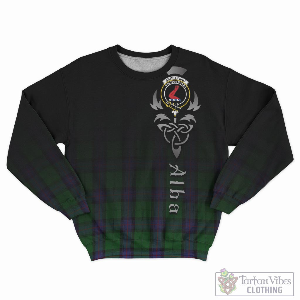 Tartan Vibes Clothing Armstrong Tartan Sweatshirt Featuring Alba Gu Brath Family Crest Celtic Inspired