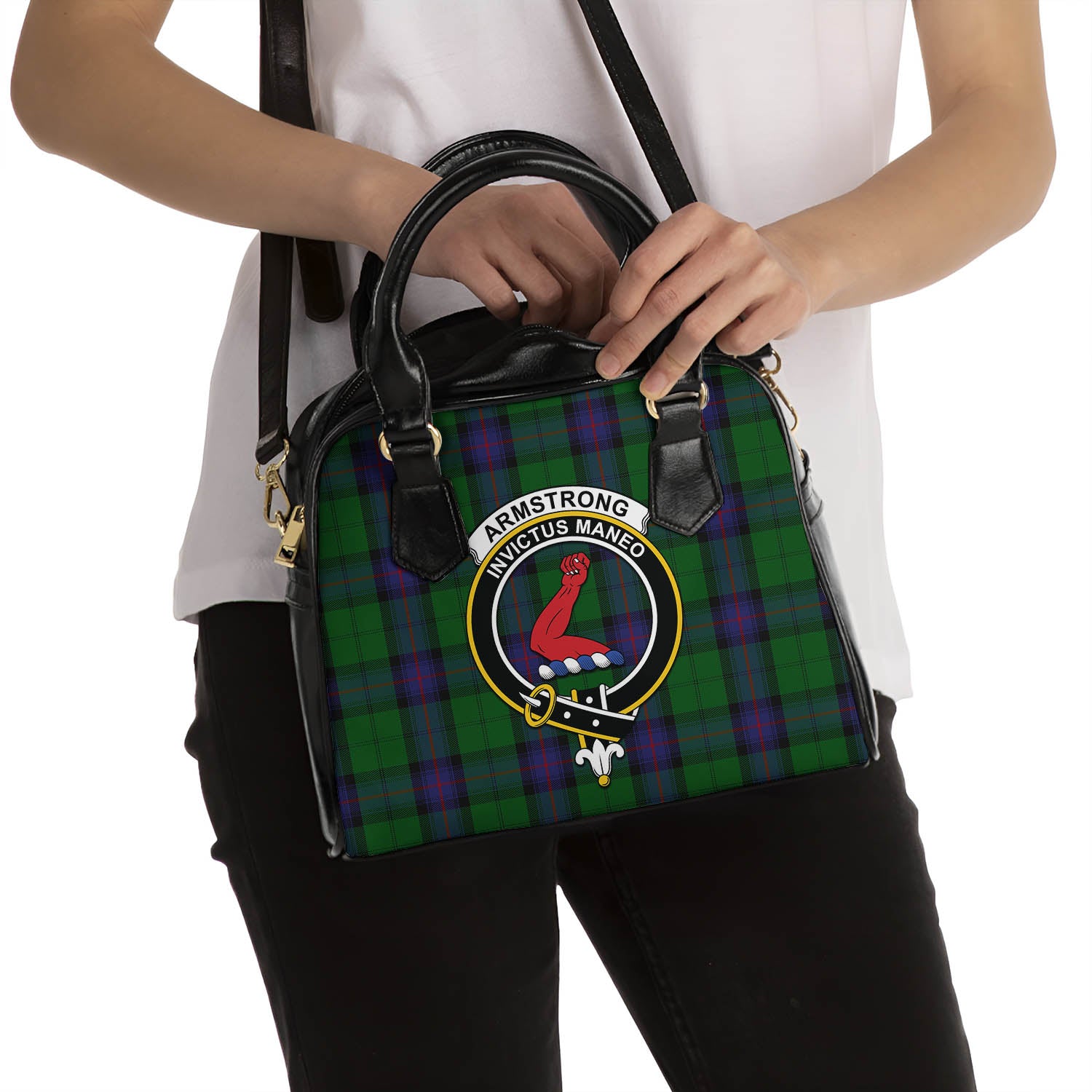 Armstrong Tartan Shoulder Handbags with Family Crest - Tartanvibesclothing