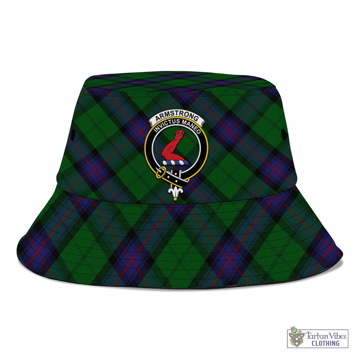 Tartan Vibes Clothing Armstrong Tartan Bucket Hat with Family Crest