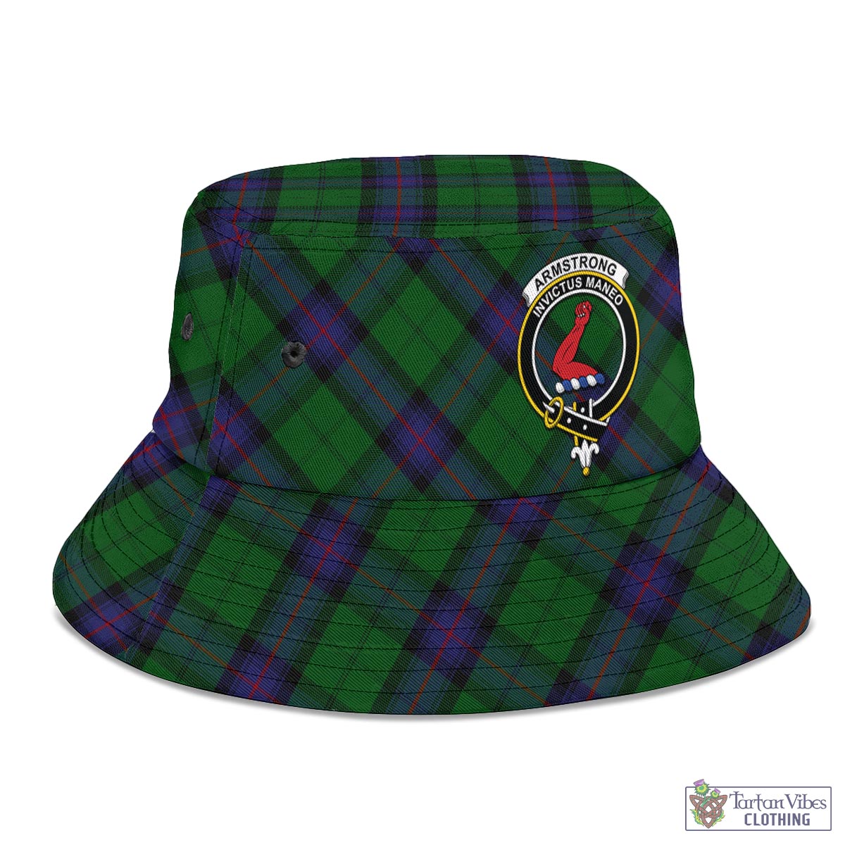 Tartan Vibes Clothing Armstrong Tartan Bucket Hat with Family Crest