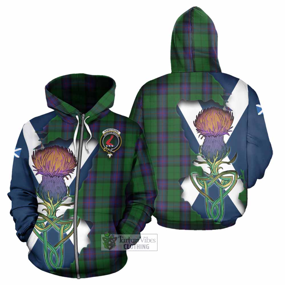 Tartan Vibes Clothing Armstrong Tartan Family Crest Hoodie Scottish Thistle Celtic Inspired