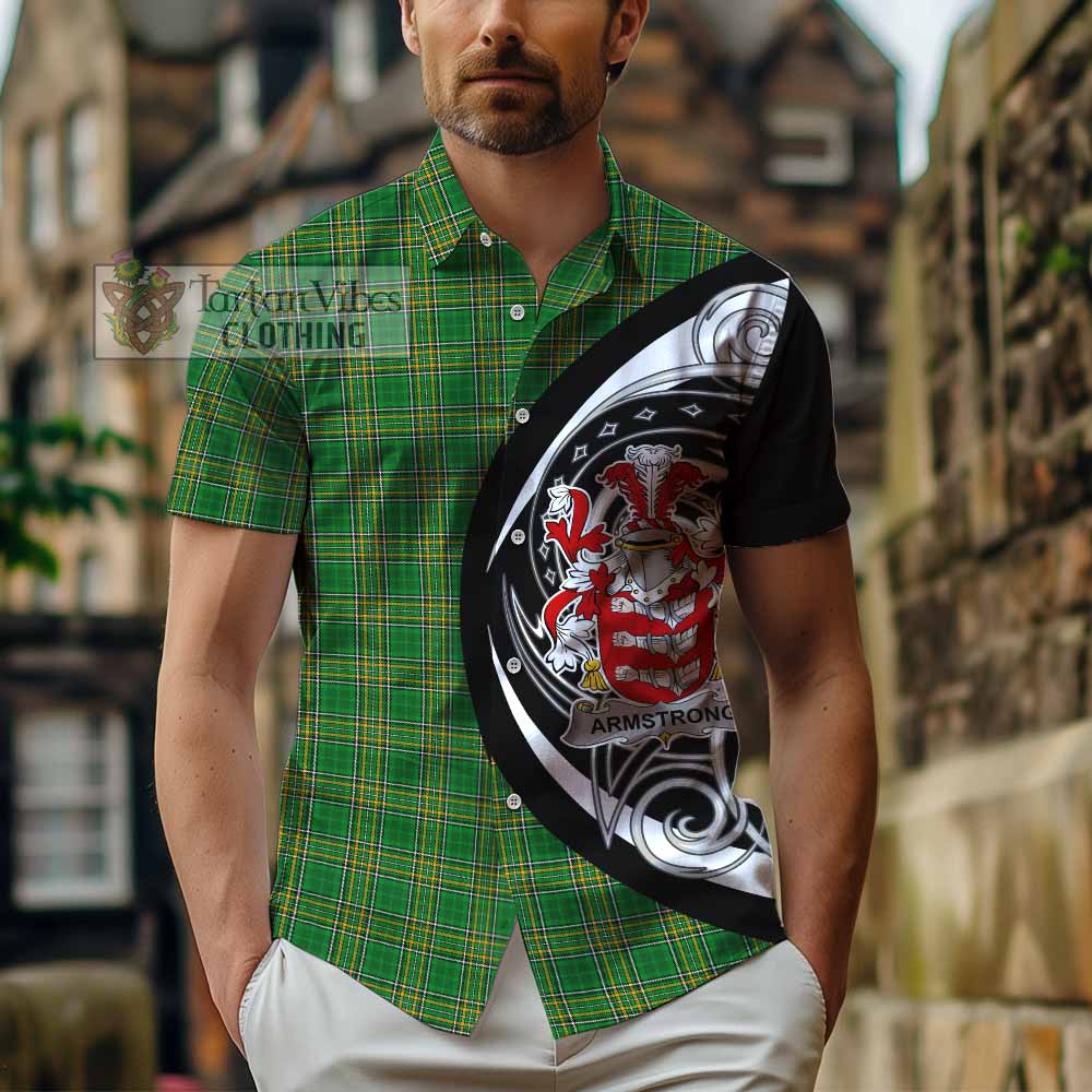 Tartan Vibes Clothing Armstrong Irish Clan Short Sleeve Button Shirt Celtic Circle Style