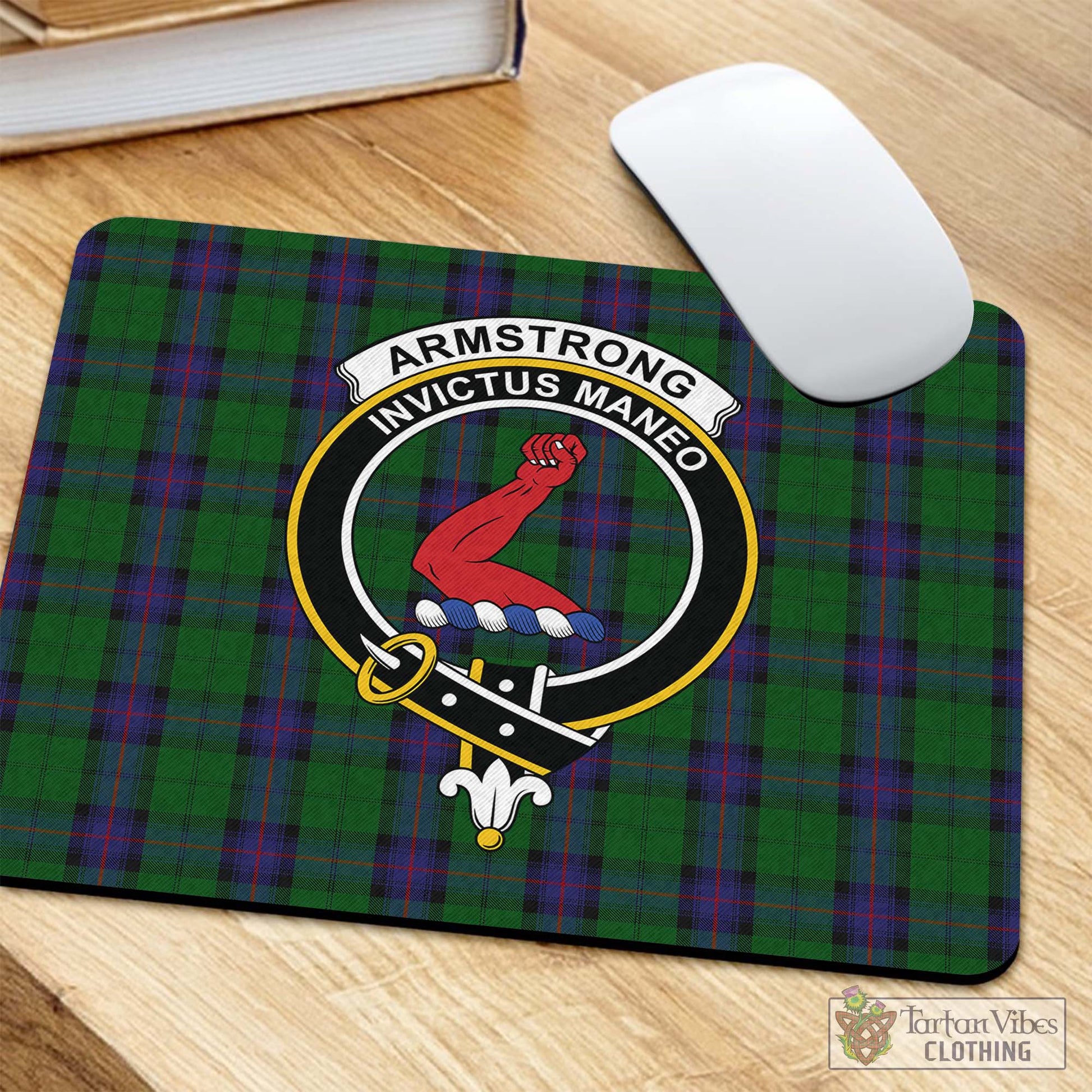 Tartan Vibes Clothing Armstrong Tartan Mouse Pad with Family Crest