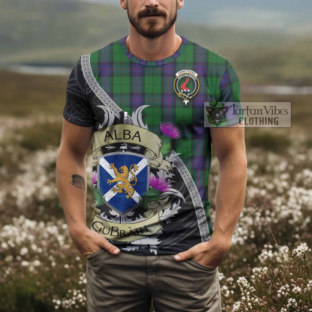 Tartan Vibes Clothing Armstrong Tartan Family Crest T-Shirt Lion Rampant Royal Thistle Shield Celtic Inspired