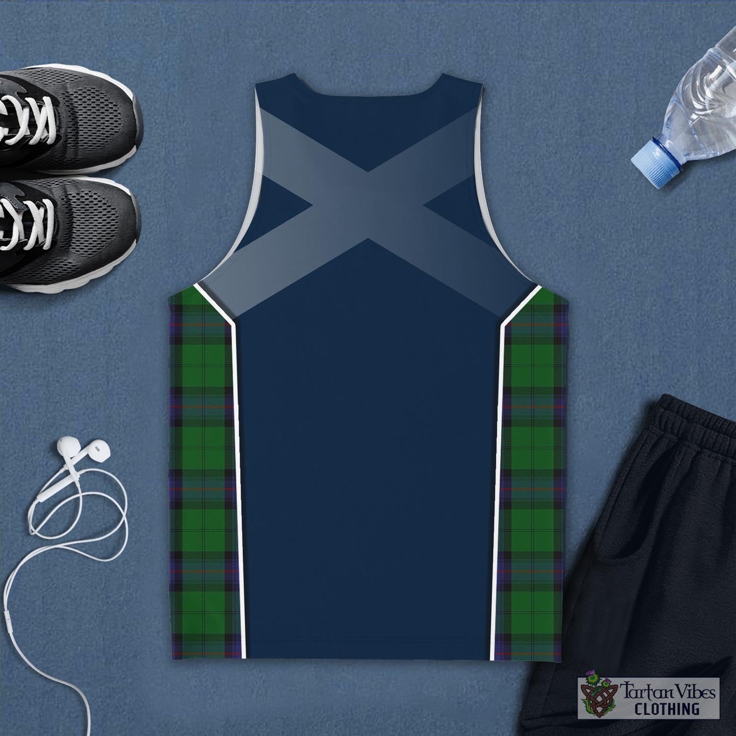 Tartan Vibes Clothing Armstrong Tartan Men's Tanks Top with Family Crest and Scottish Thistle Vibes Sport Style