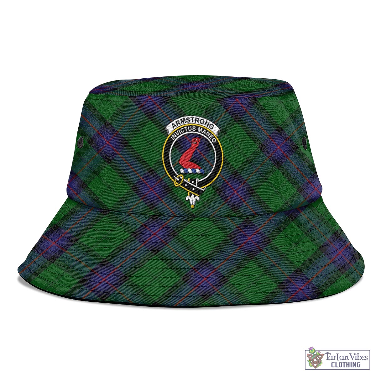 Tartan Vibes Clothing Armstrong Tartan Bucket Hat with Family Crest