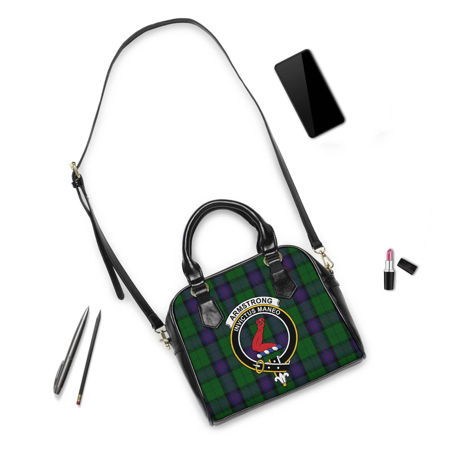 Armstrong Tartan Shoulder Handbags with Family Crest - Tartanvibesclothing