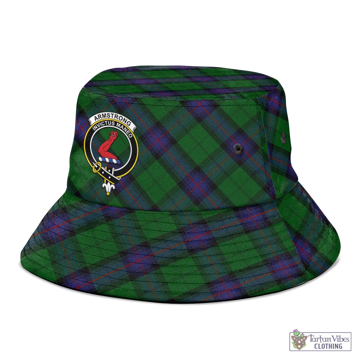 Tartan Vibes Clothing Armstrong Tartan Bucket Hat with Family Crest