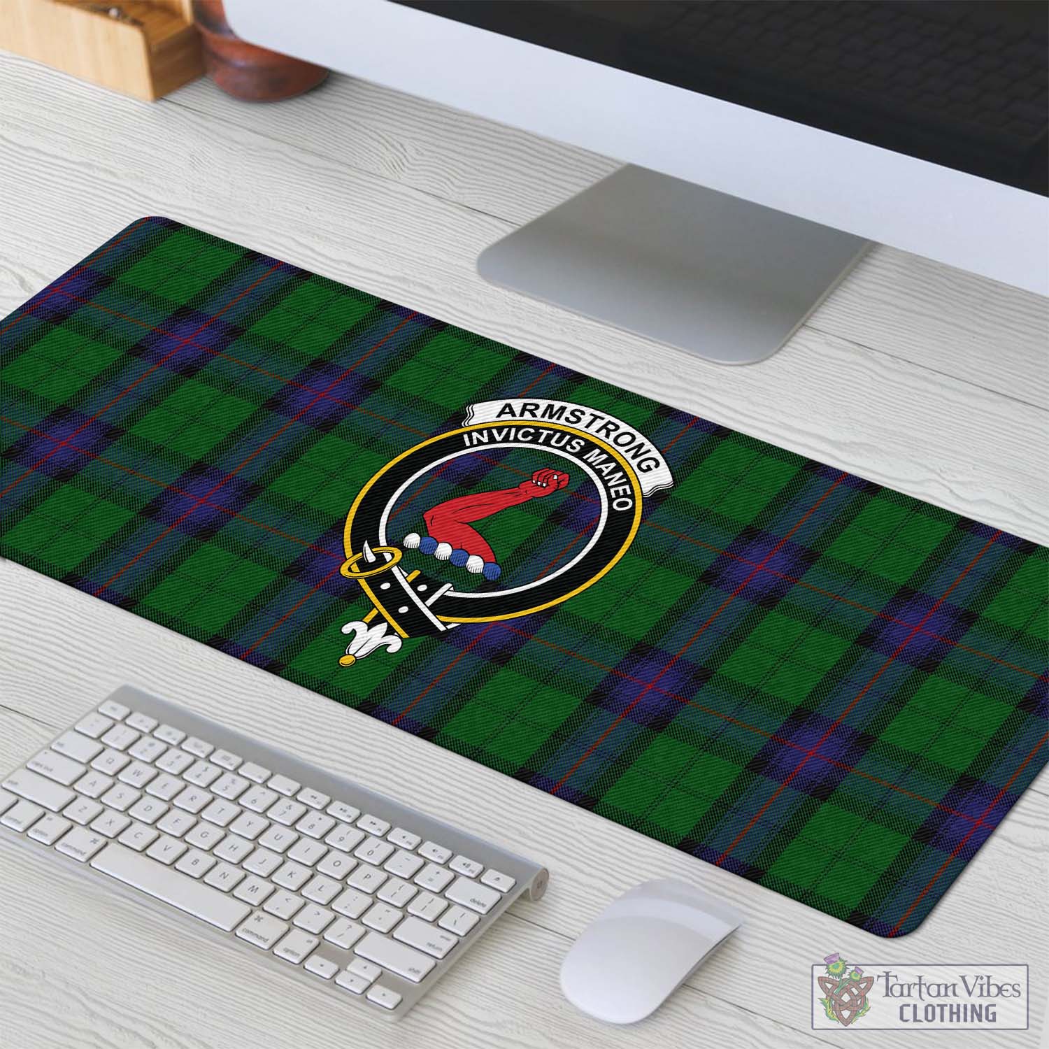 Tartan Vibes Clothing Armstrong Tartan Mouse Pad with Family Crest