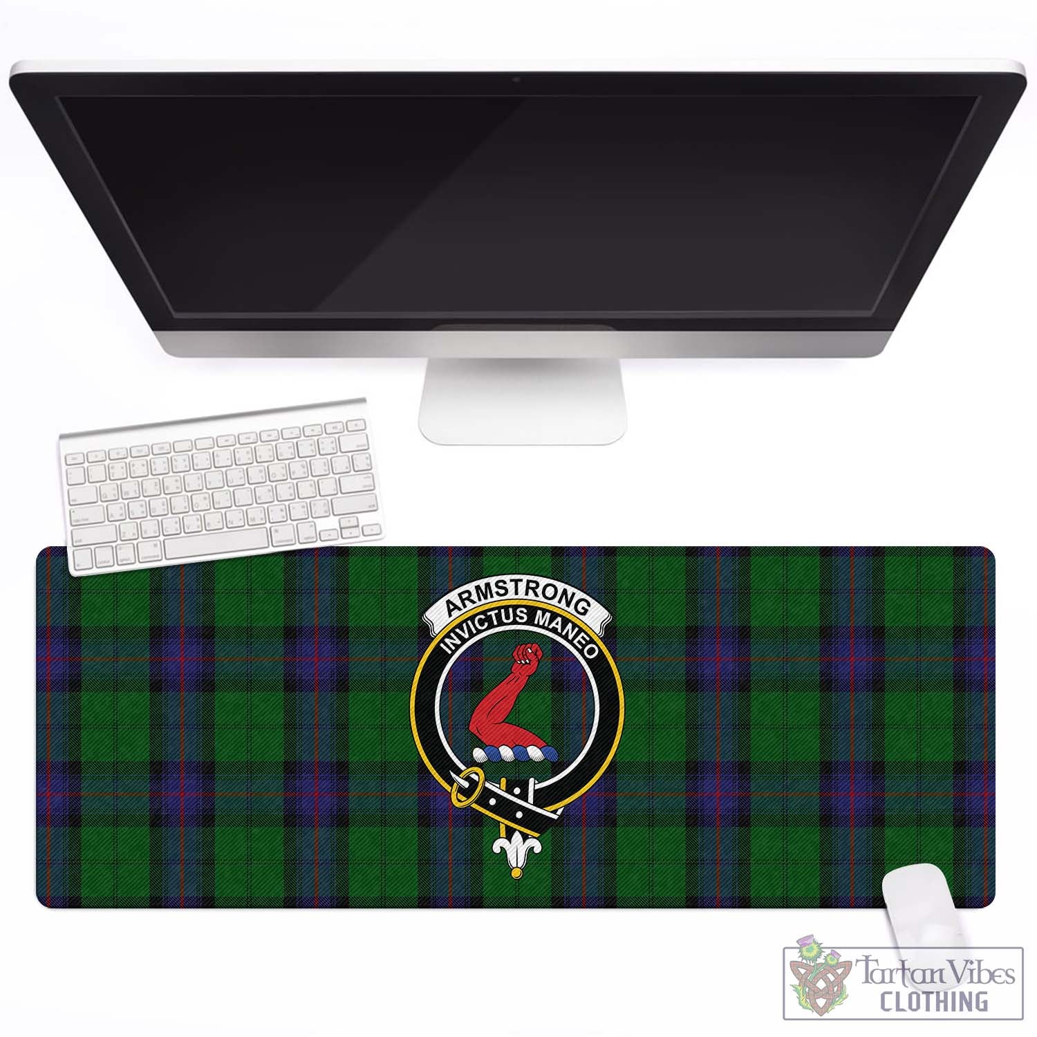 Tartan Vibes Clothing Armstrong Tartan Mouse Pad with Family Crest