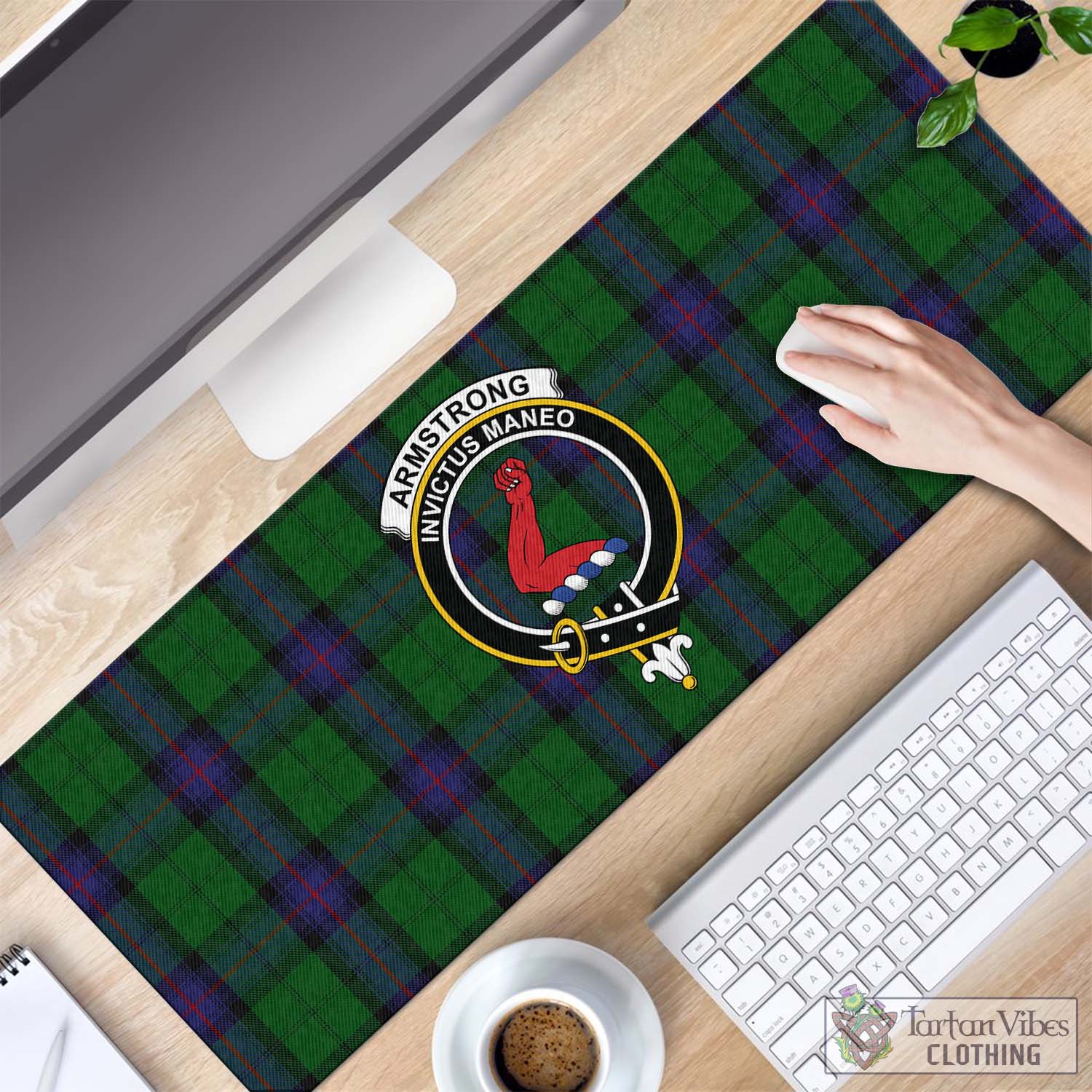 Tartan Vibes Clothing Armstrong Tartan Mouse Pad with Family Crest